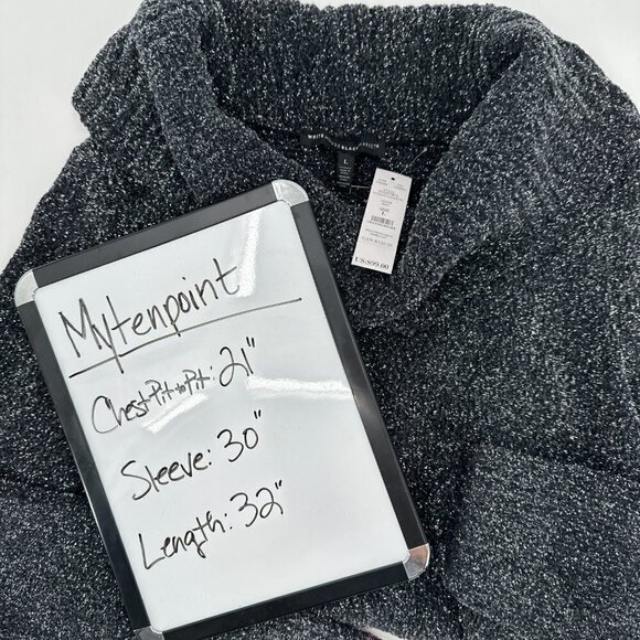 WHBM Black Sparkle Chenille Shimmer Relaxed Hem Cowl Neck Large Sweater NWT - Picture 9 of 10